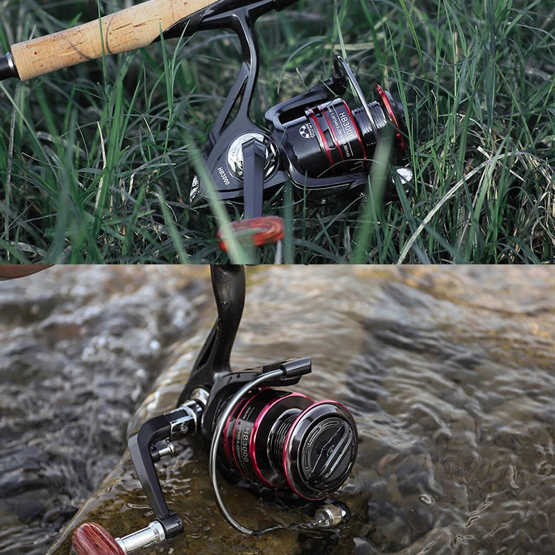 Fishing Reels DM1000-6000 Series Fishing Reel Metal Spool EVA Handle Nylon  Body Spinning Reel Saltwater/Freshwater